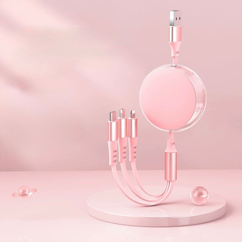 BIOCURIO 3-in-1 Retractable Metal Charging Cable